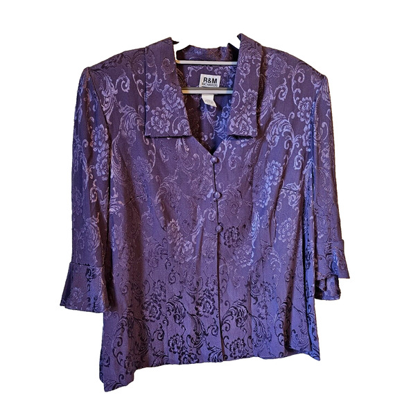 R&M Richards 2 Pc Jacquard Evening Dress Jacket Set Formal Mother Bride – 16W - Picture 3 of 13